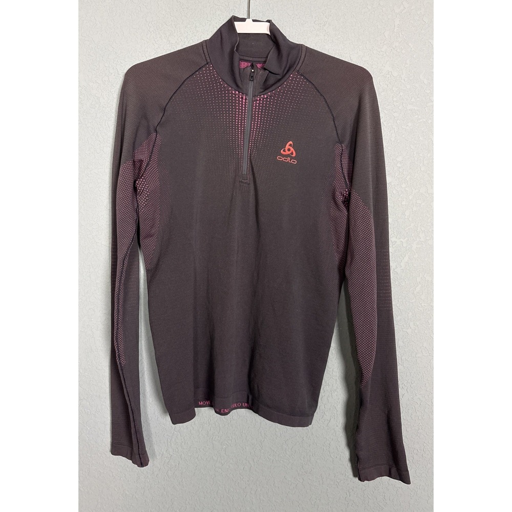 ODLO Women's Long Sleeve 1/4 Zip Top Size M Gray Pink Lightweight  Running Ski